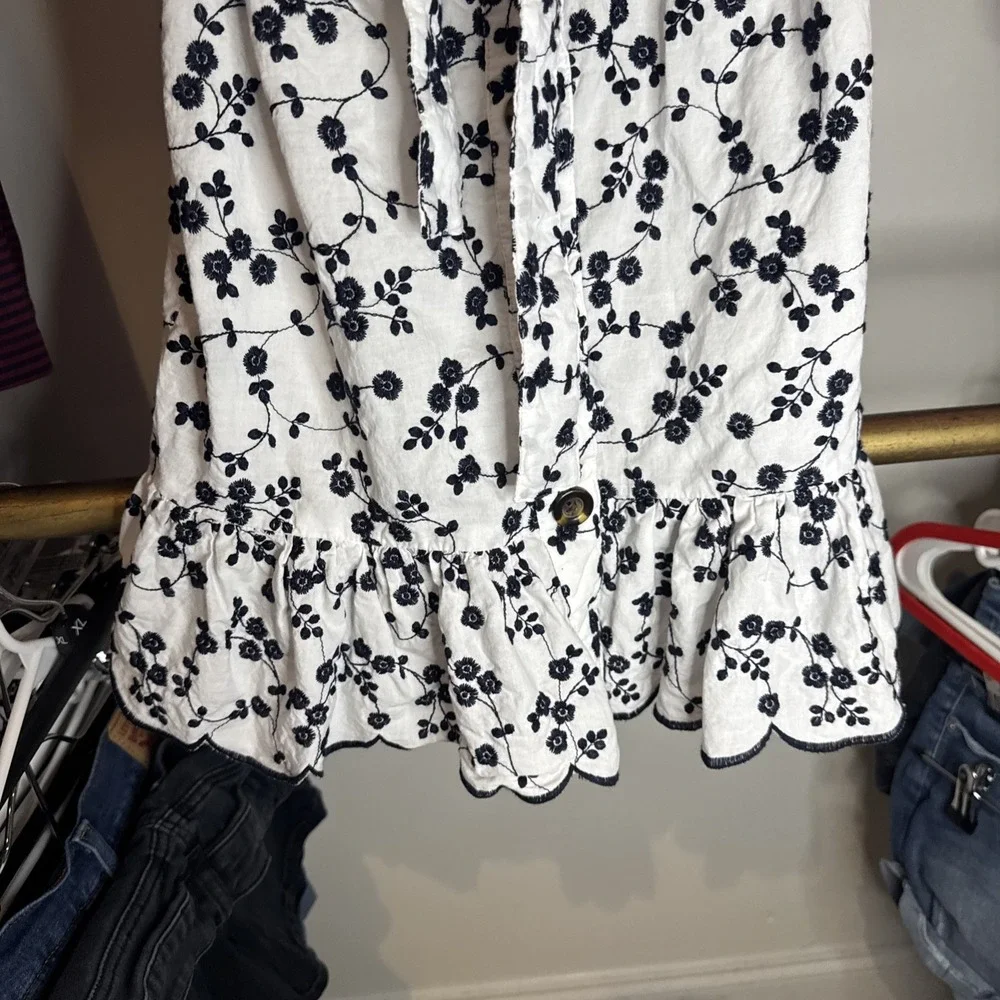 Ann Taylor Floral Embroidered Sun Dress Black and White Womens‎ Size XS